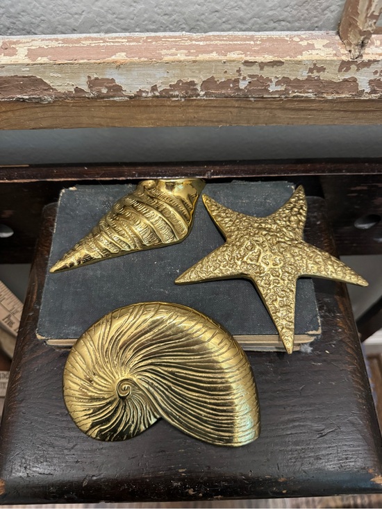 Other - Vintage Brass Nautical Shell & Starfish Accent Trio